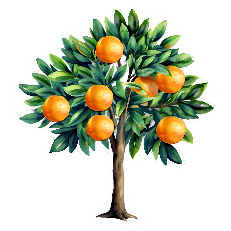 Watercolor Orange Tree Png 65 PNG Image