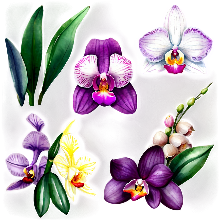 Watercolor Orchid Collection Png Tyd58 PNG Image