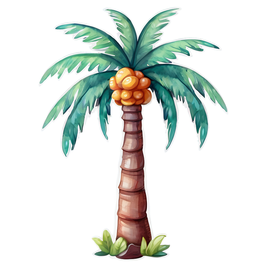 Watercolor Palm Tree Emoji Png 06272024 PNG Image