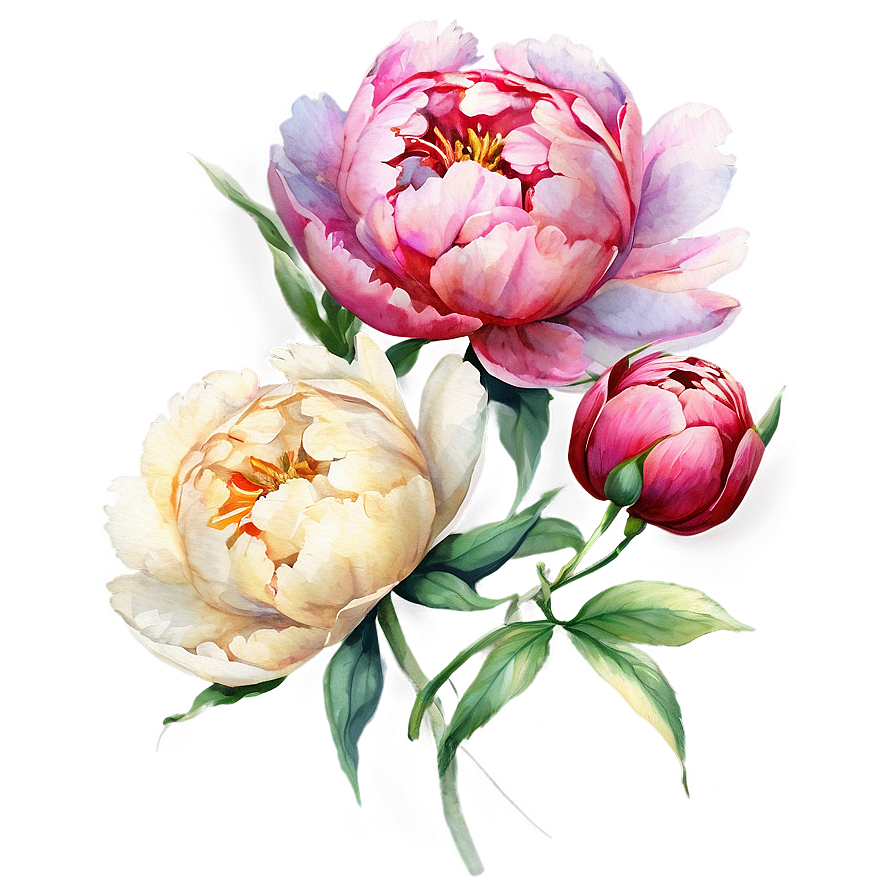 Watercolor Peonies Graphic Png 05252024 PNG Image