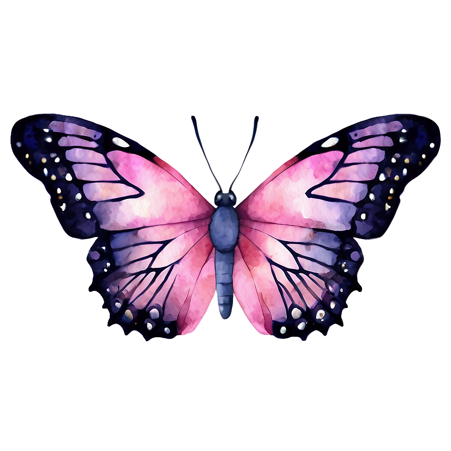 Watercolor Pink Butterfly Artwork Png 15 PNG Image