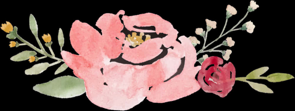 Watercolor Pink Flower Arrangement PNG Image