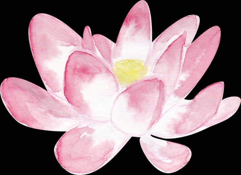 Watercolor Pink Lotus Flower PNG Image