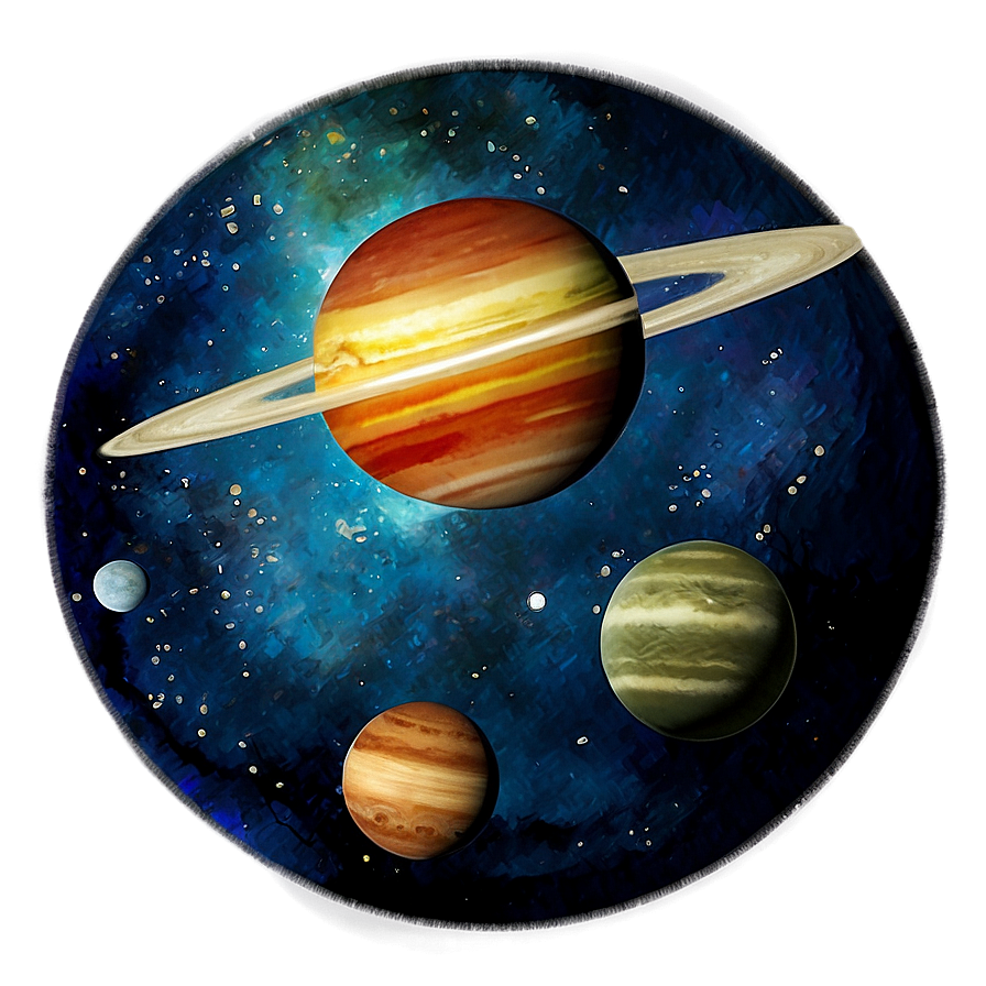 Watercolor Planets Png Bor PNG Image