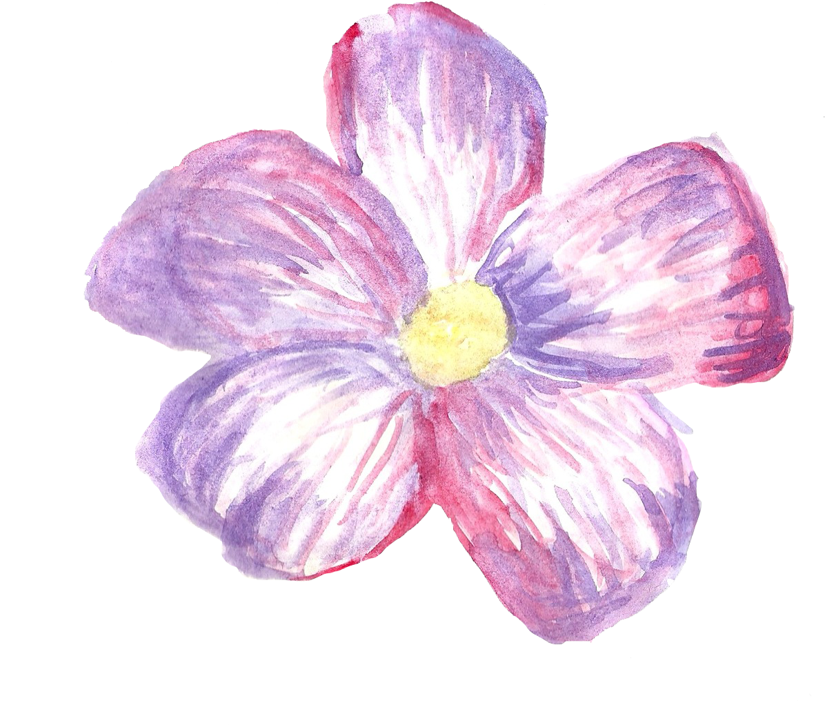 Watercolor Purple Flower Artwork PNG Image