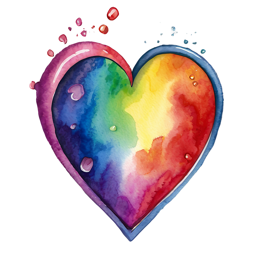 Watercolor Rainbow Heart Png 23 PNG Image