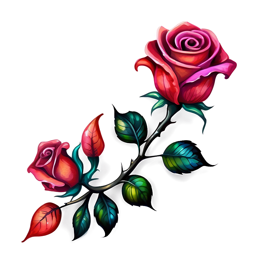 Watercolor Rose Tattoo Drawing Png Yxx PNG Image