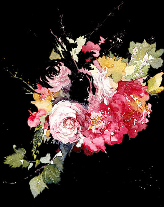 Watercolor_ Roses_ Artwork PNG Image