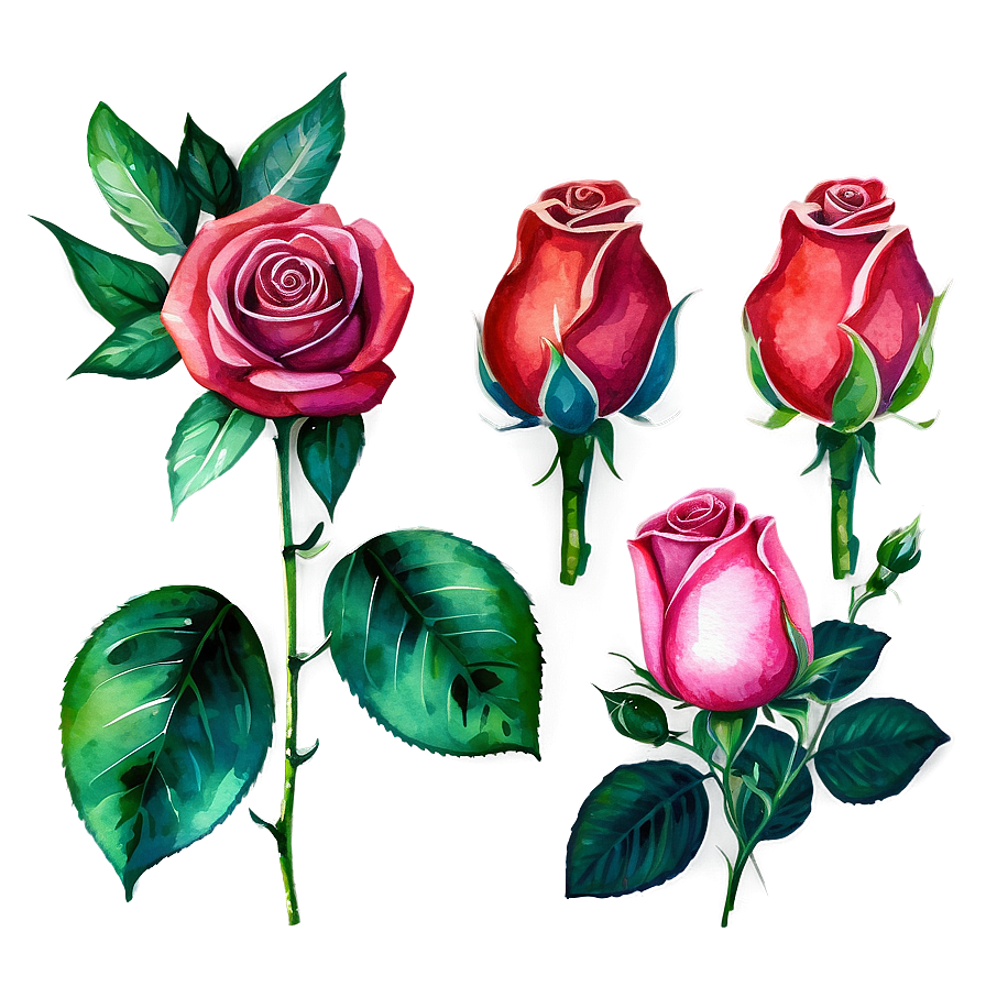 Watercolor Roses Collection Png 05252024 PNG Image