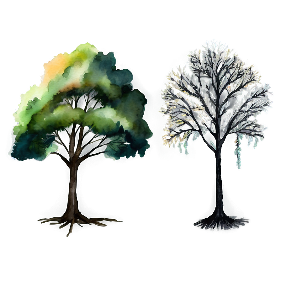 Watercolor Seasonal Trees Png 05032024 PNG Image