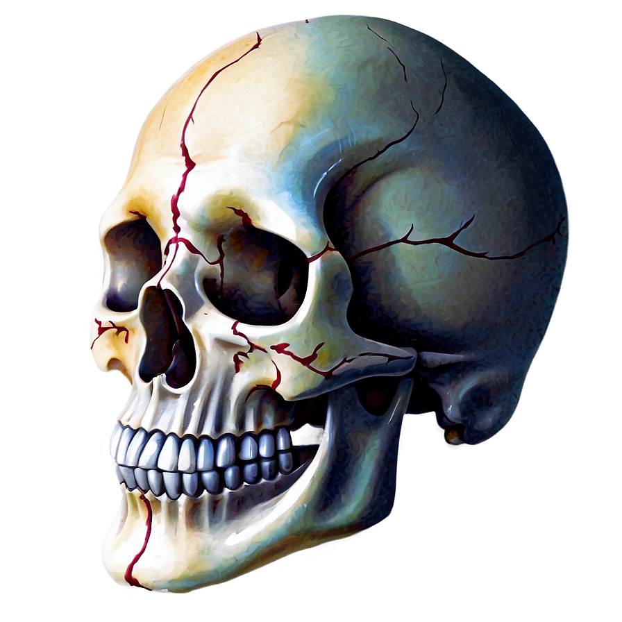 Watercolor Skull Painting Png B PNG Image