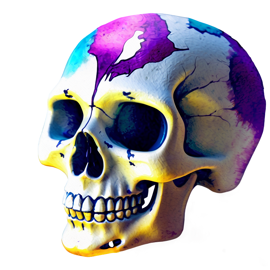 Watercolor Skull Painting Png C PNG Image