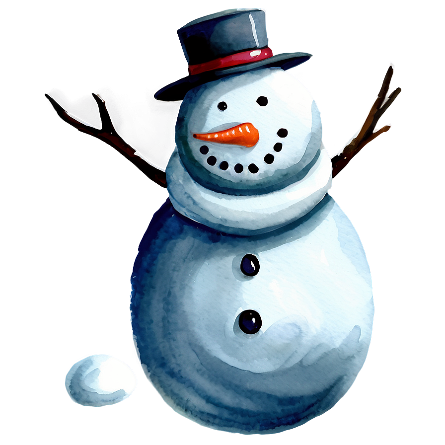 Watercolor Snowman Painting Png 4 PNG Image