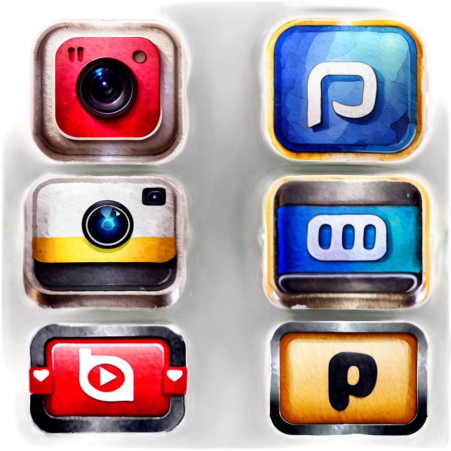 Watercolor Social Media Icons Png 05032024 PNG Image