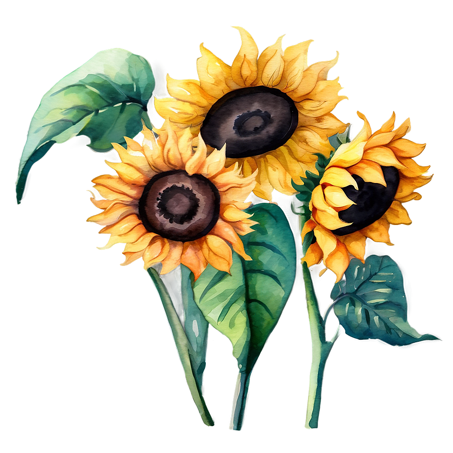 Watercolor Sunflowers Bundle Png 2 PNG Image