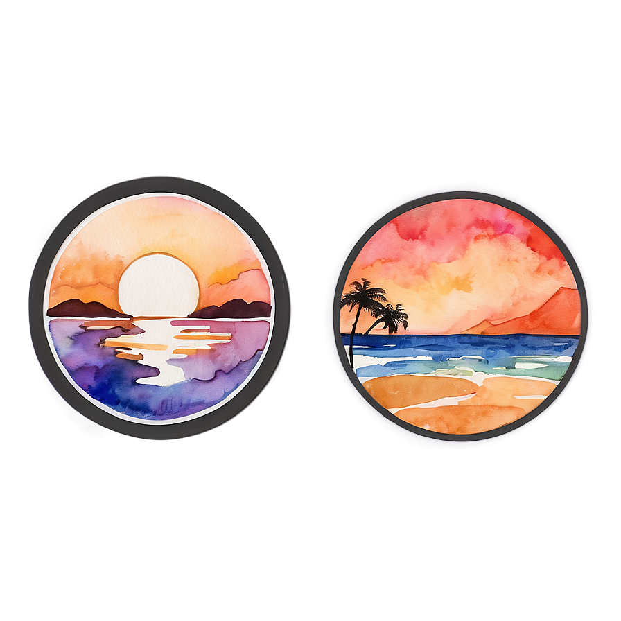 Watercolor Sunsets And Sunrises Png Aau34 PNG Image