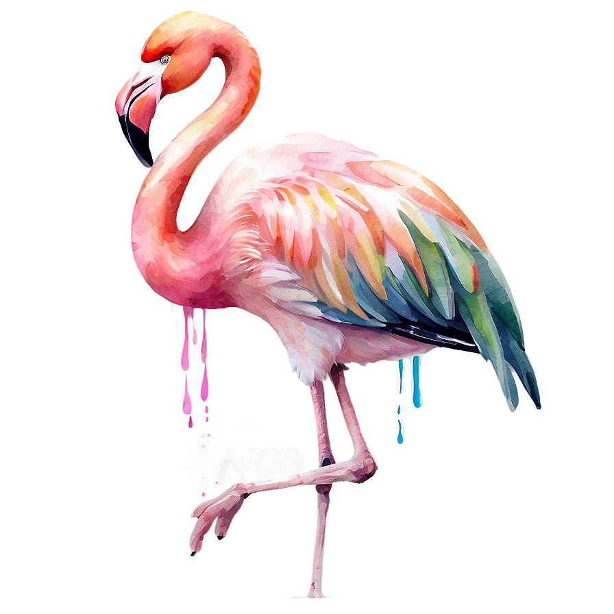 Watercolor Tropical Flamingo Scene Png Wji PNG Image