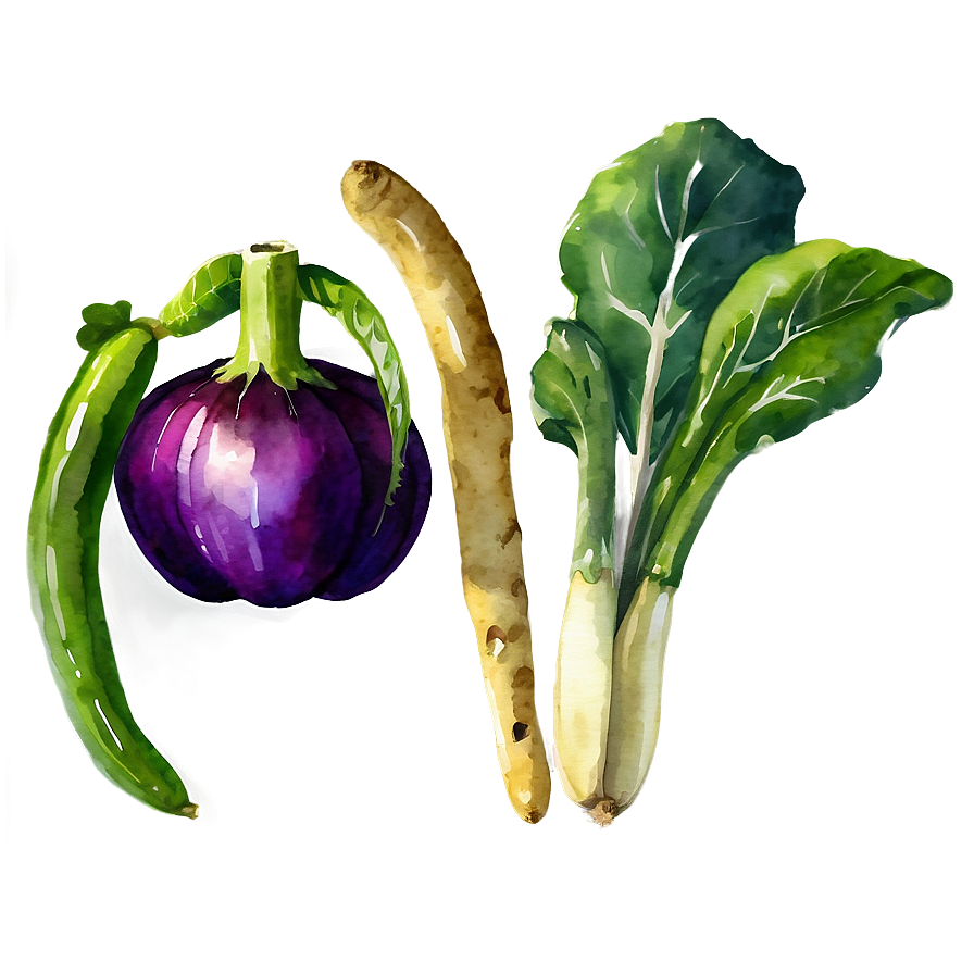 Watercolor Vegetables Set Png Oud92 PNG Image