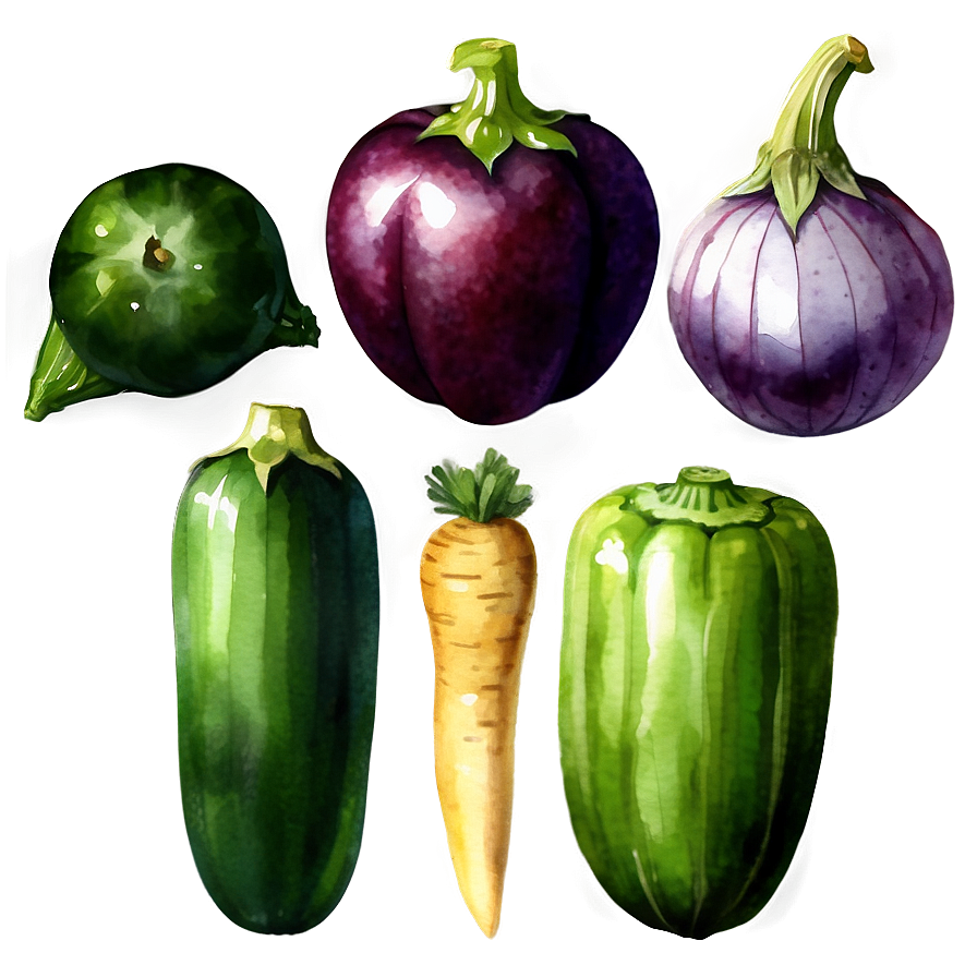 Watercolor Vegetables Set Png Sdl22 PNG Image