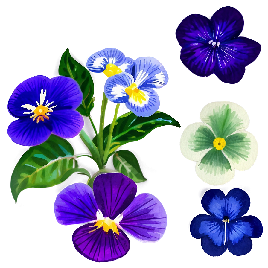 Watercolor Violet Flowers Png Qyr PNG Image