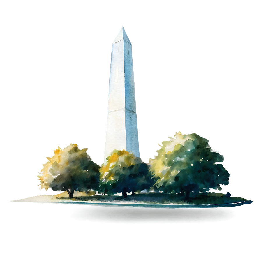 Watercolor Washington Monument Portrait Png 58 PNG Image