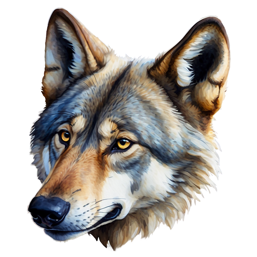 Watercolor Wolf Head Painting Png 21 PNG Image