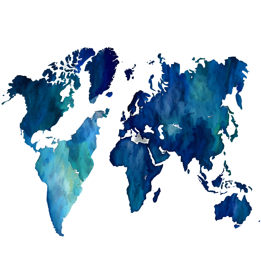 Watercolor World Map Png Ppo18 PNG Image