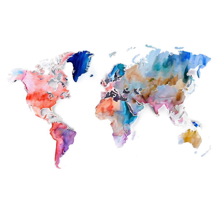 Watercolor World Map Png Txq14 PNG Image