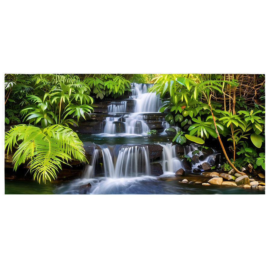 Waterfall And River Junction Png Avq PNG Image