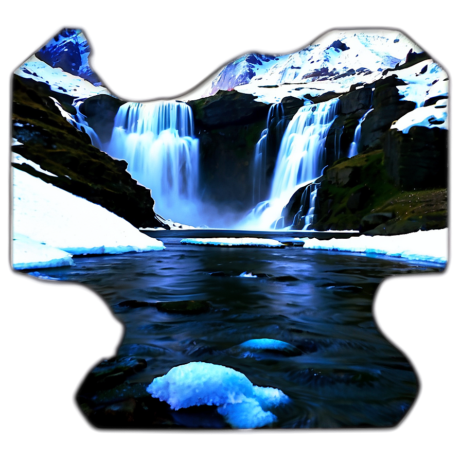 Waterfall And Snow-capped Peaks Png Cws11 PNG Image