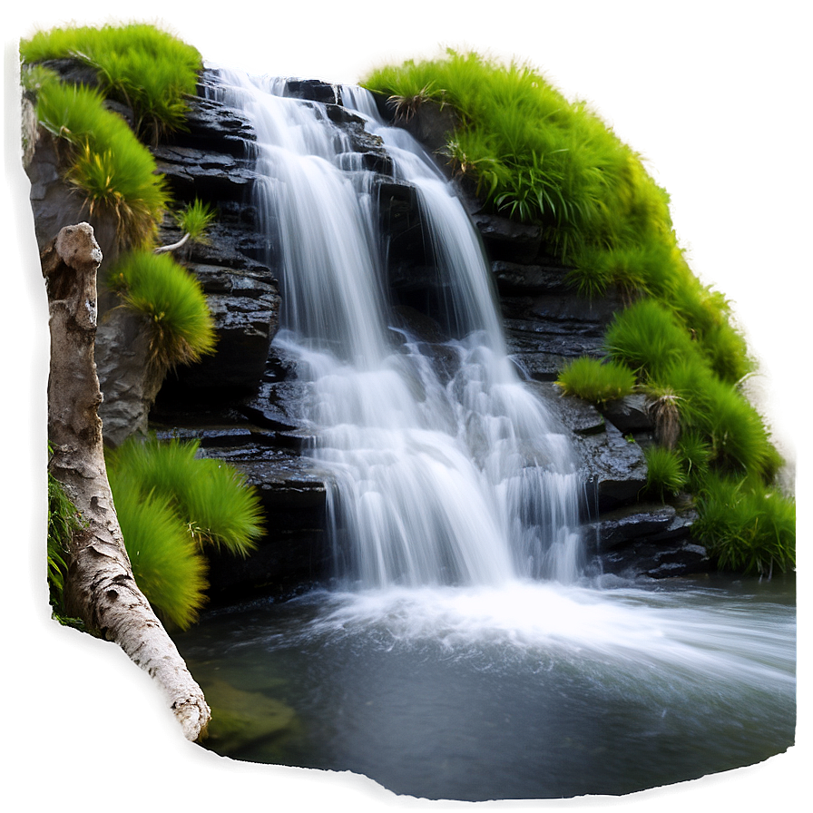 Waterfall In Alpine Setting Png Drg PNG Image