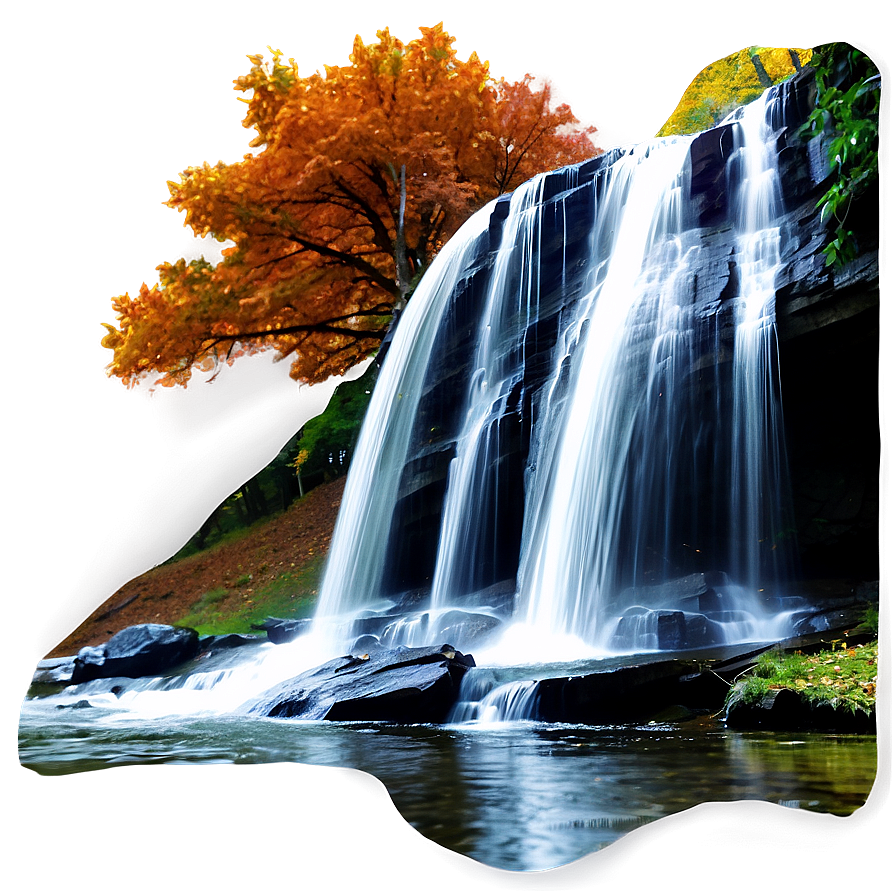 Waterfall In Autumn Forest Png Gxp71 PNG Image