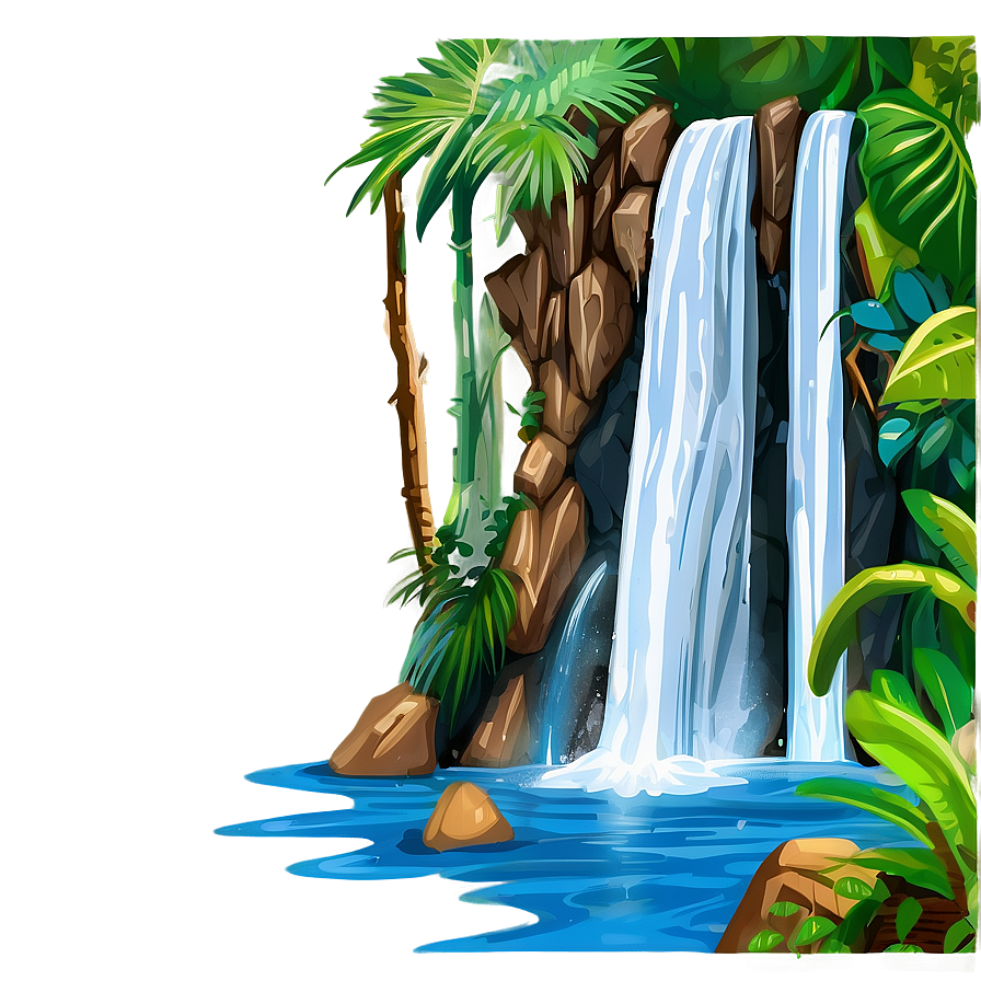 Waterfall In Dense Jungle Png Rrp35 PNG Image