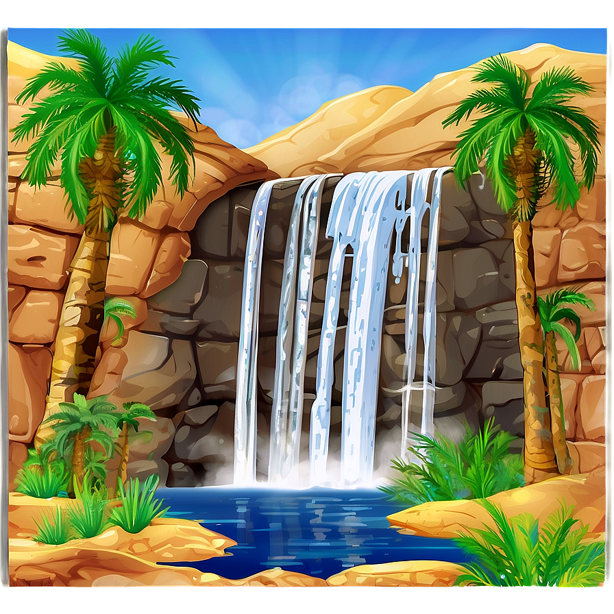 Waterfall In Desert Oasis Png 05212024 PNG Image