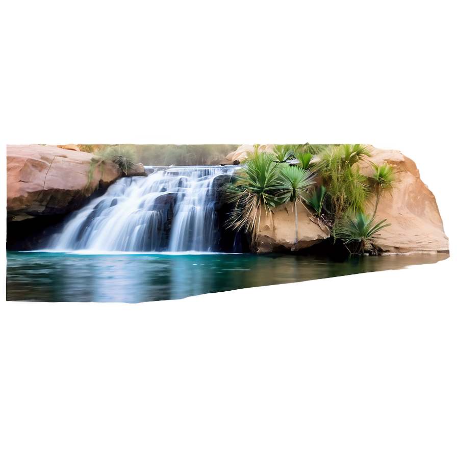 Waterfall In Desert Oasis Png Arh5 PNG Image