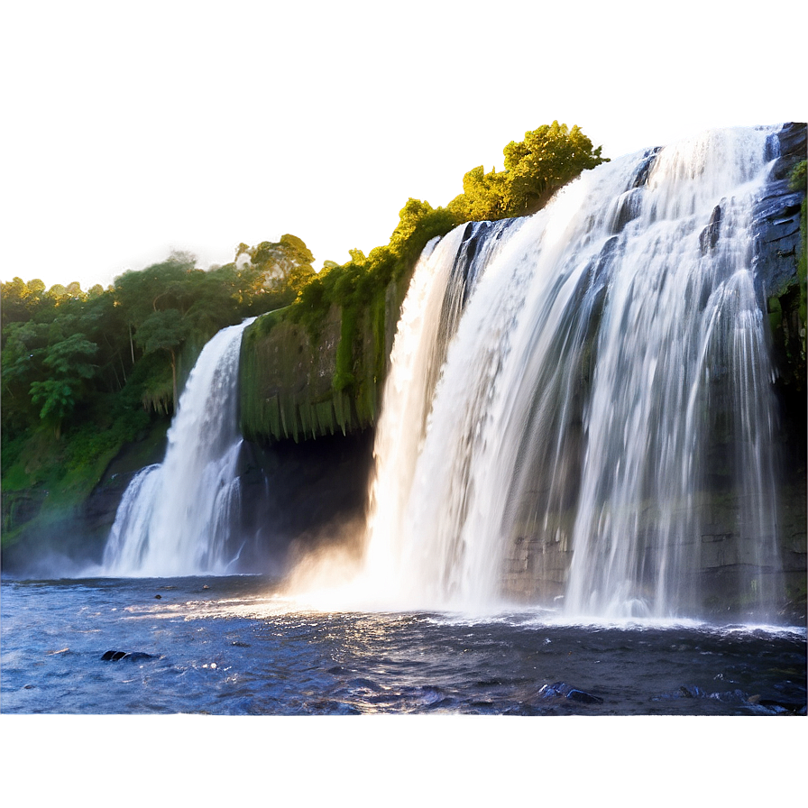 Waterfall In Golden Hour Light Png Mhi2 PNG Image