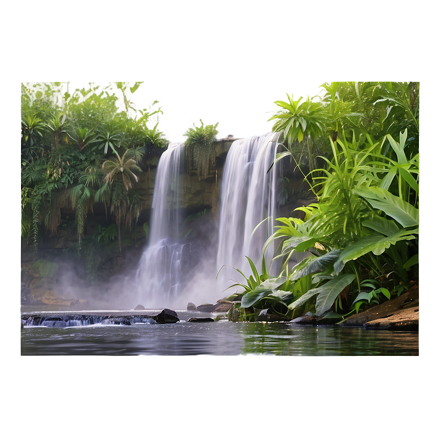 Waterfall In Misty Morning Png Ycl95 PNG Image