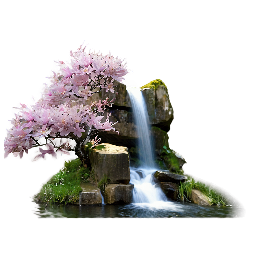 Waterfall In Spring Bloom Png Nuo PNG Image