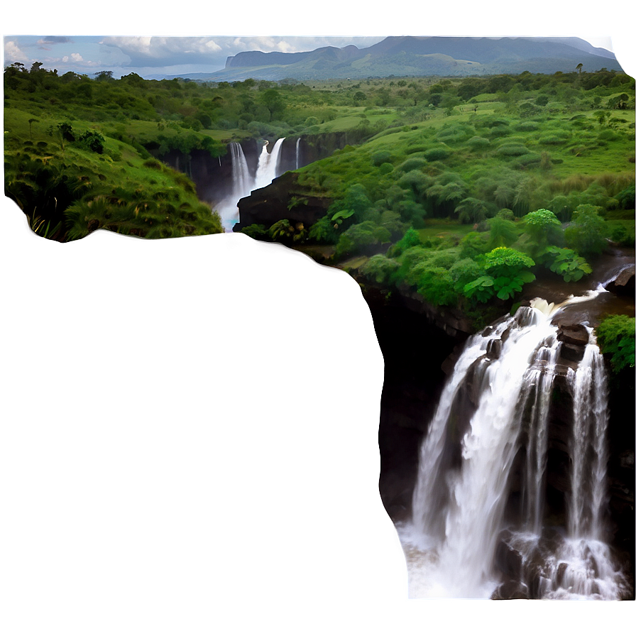 Waterfall In Volcanic Landscape Png Jvv29 PNG Image