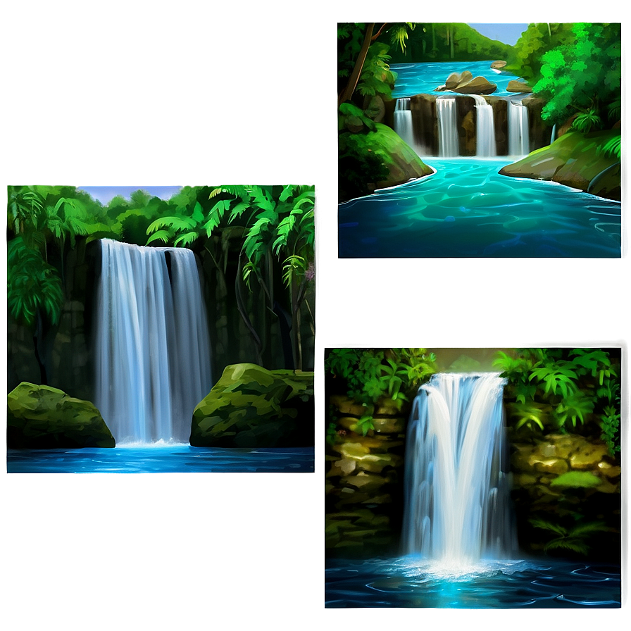 Waterfall Scenery Png Lno PNG Image