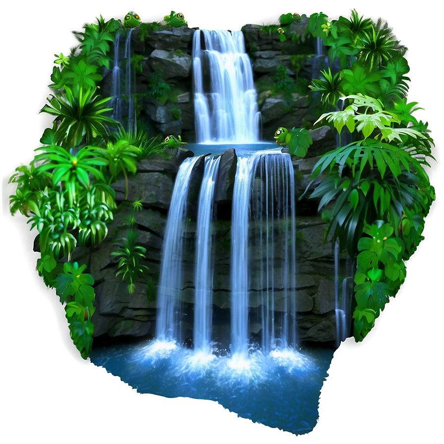 Waterfall Scenery Png Whi PNG Image