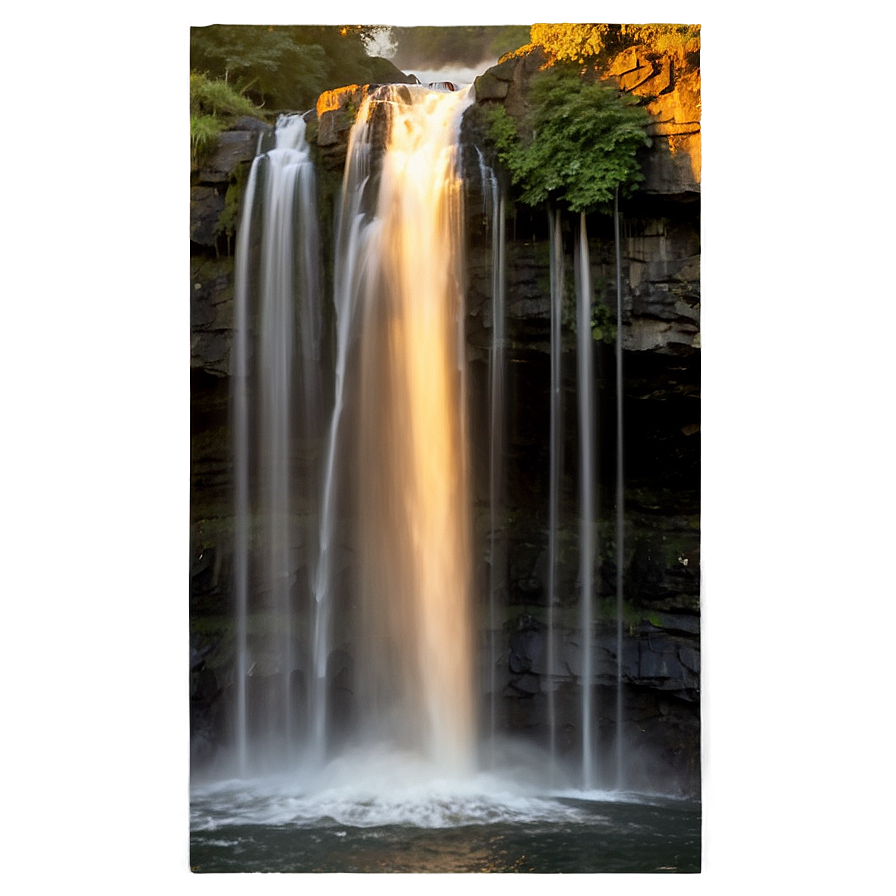 Waterfall Sunset Silhouette Png Tpk21 PNG Image