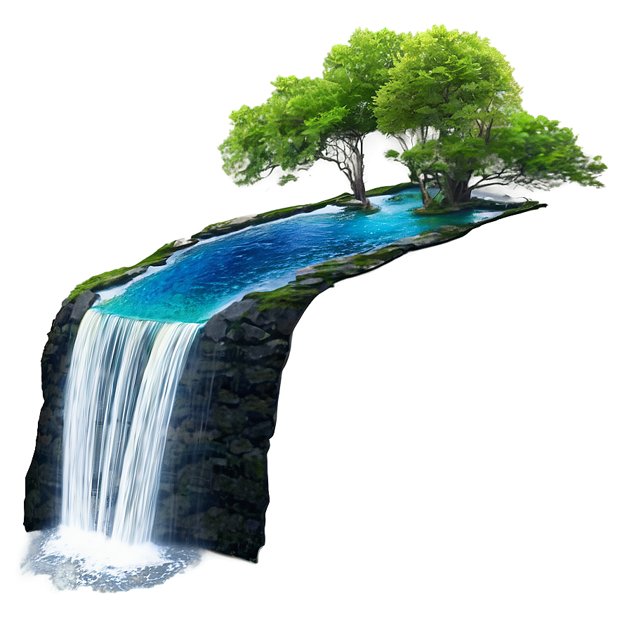 Waterfall With Colorful Fish Png Kju56 PNG Image