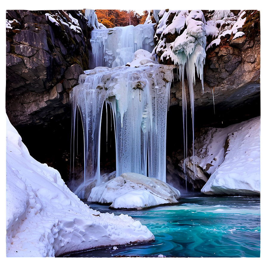 Waterfall With Icy Formations Png 62 PNG Image