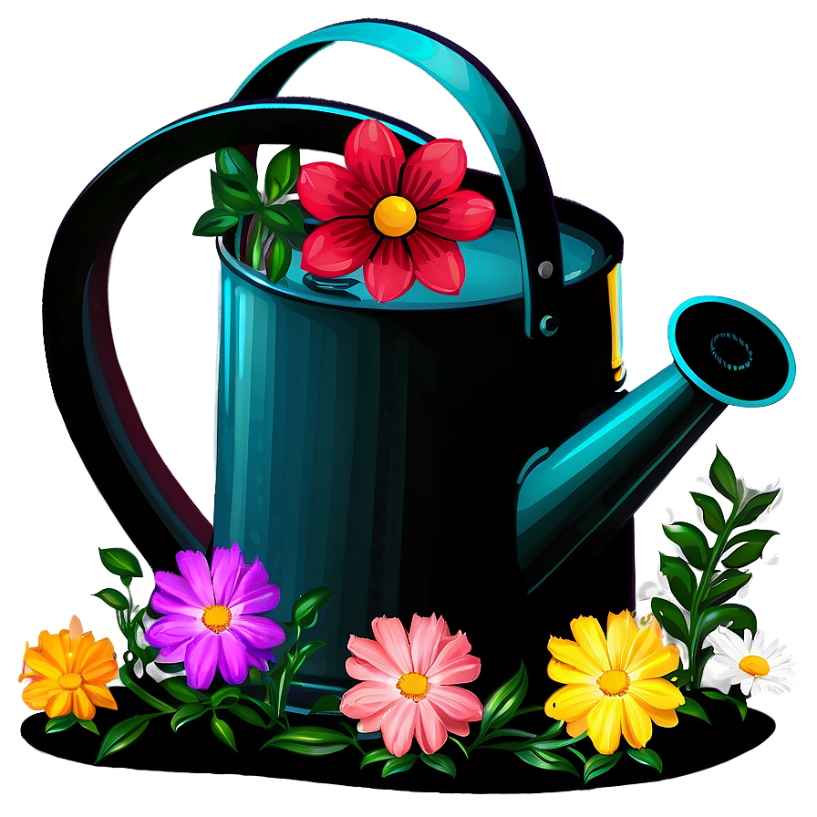 Watering Can And Flowers Png Cml87 PNG Image