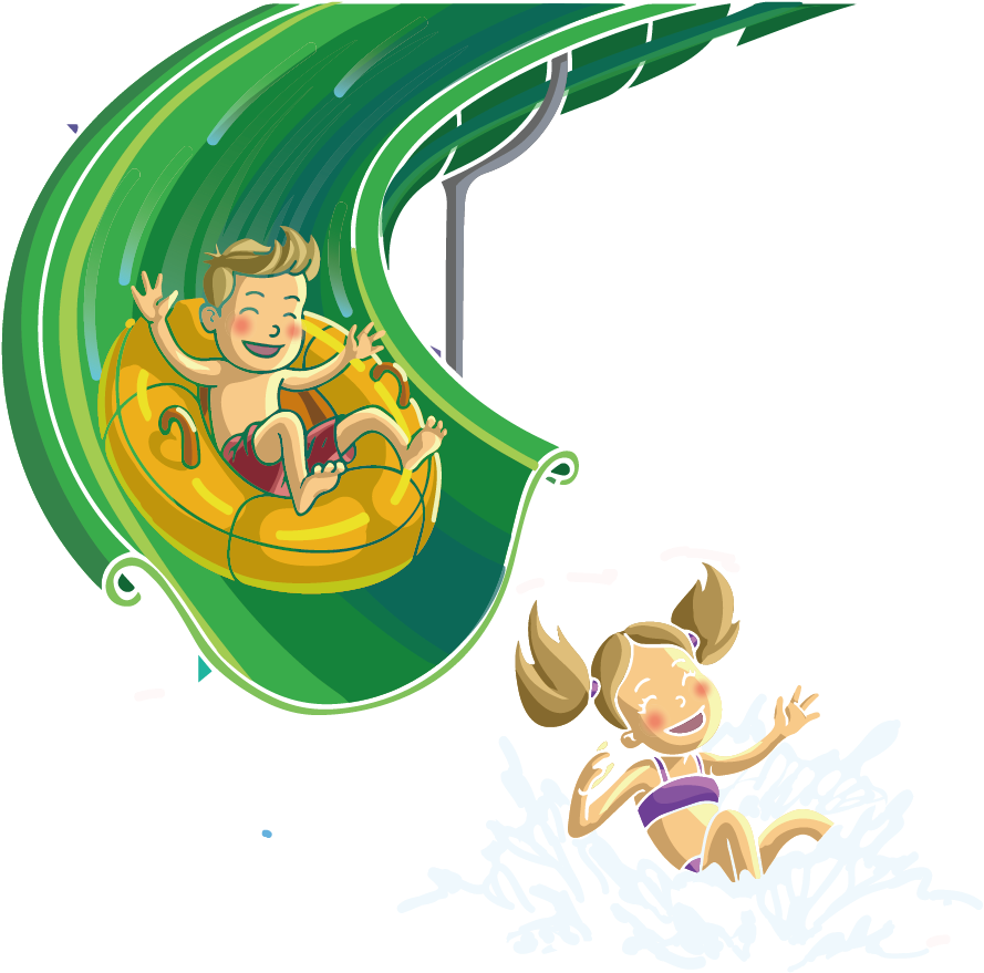 Waterpark Fun Illustration PNG Image