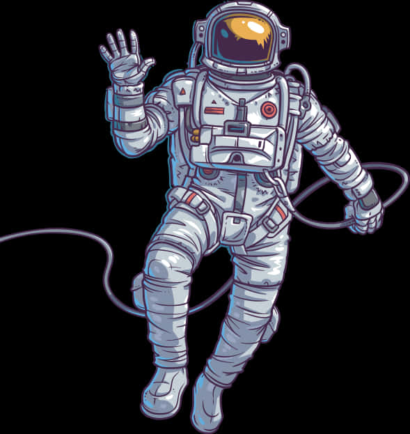 Waving Astronaut Cartoon PNG Image