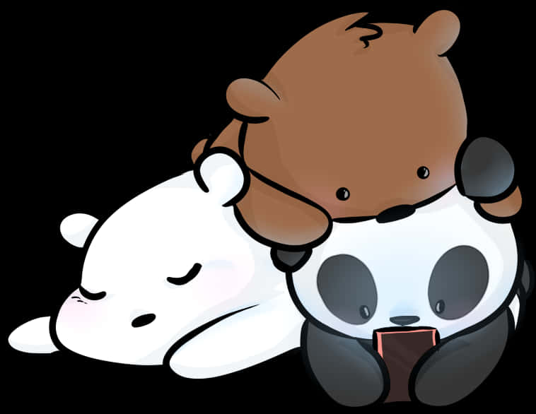 We Bare Bears Stacked Cute PNG Image