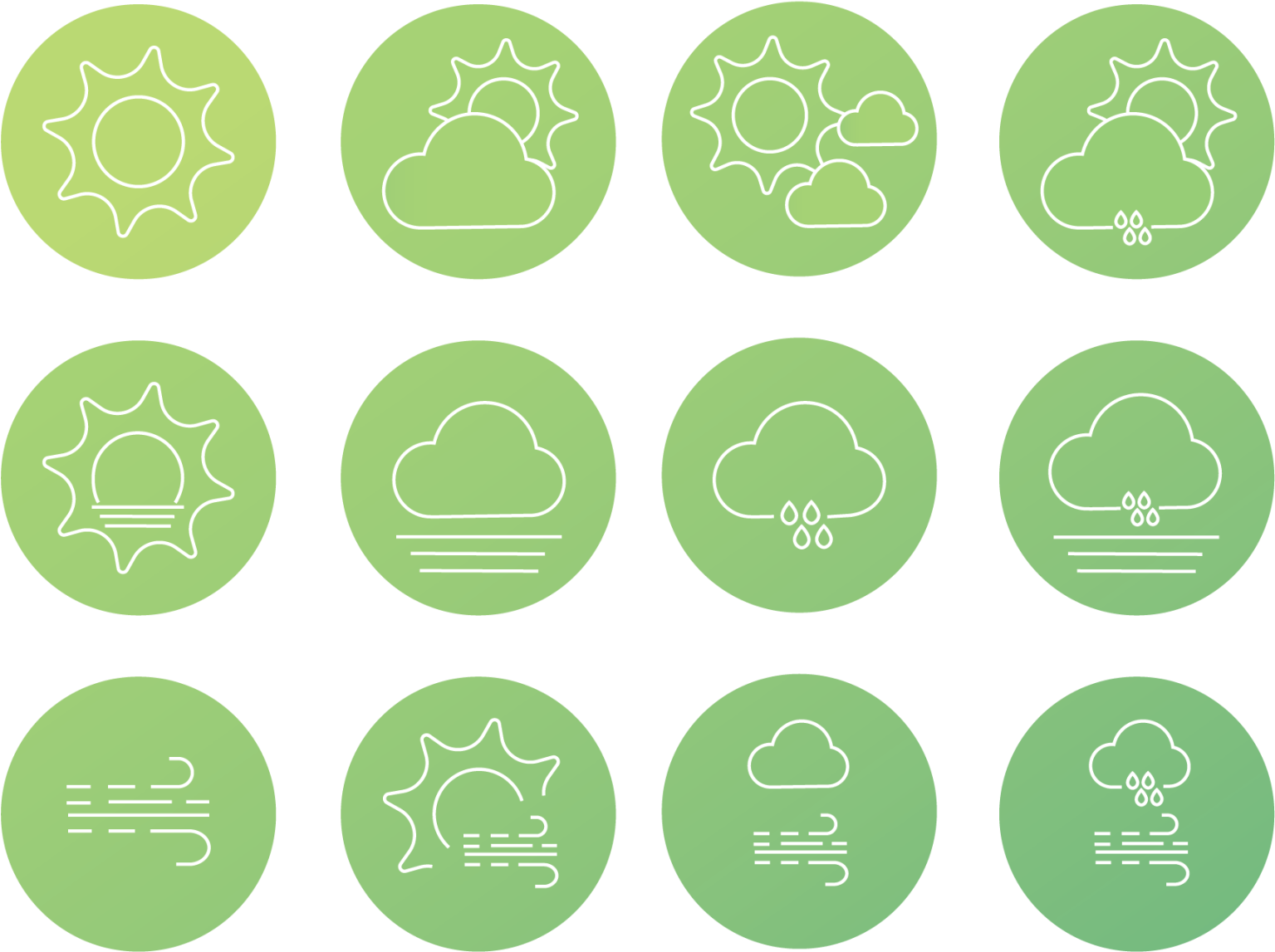 Weather_ Icons_ Set_ Green_ Background PNG Image