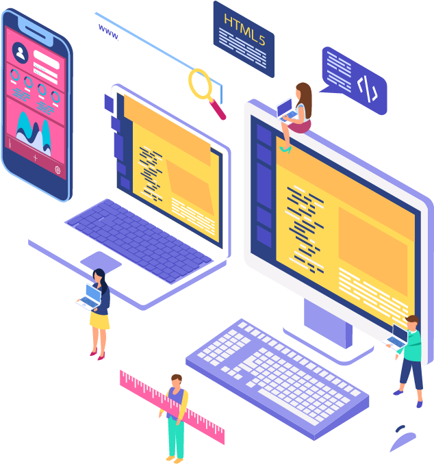 Web Development Isometric Illustration PNG Image